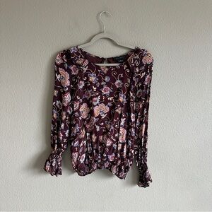 Sanctuary Burgundy Floral Blouse Small